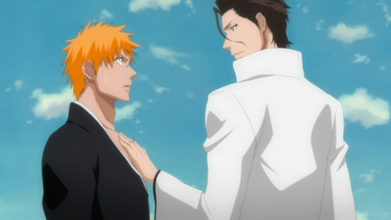 Ichigo (left) and Aizen (right) as seen in the series&#039; anime (Image via Studio Pierrot)