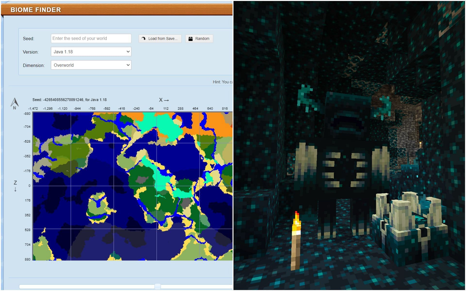 Players can easily find rare biomes with biome finder for Minecraft 1.19 (Image via Sportskeeda)