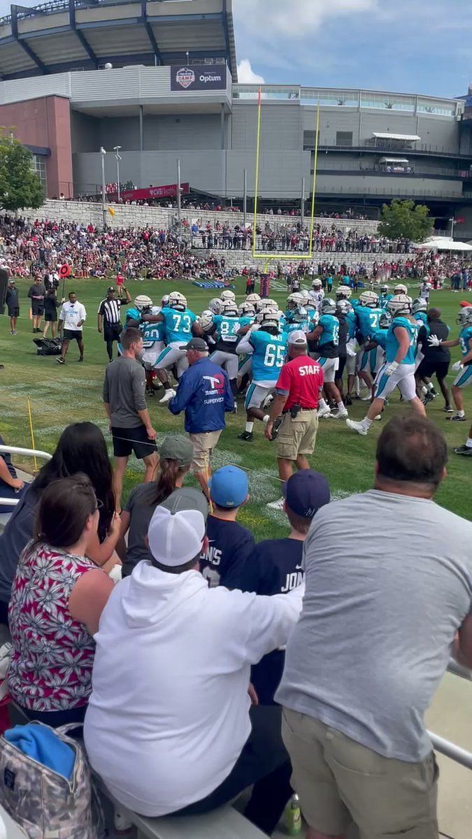 Panthers, Patriots get into practice brawl that injures fan