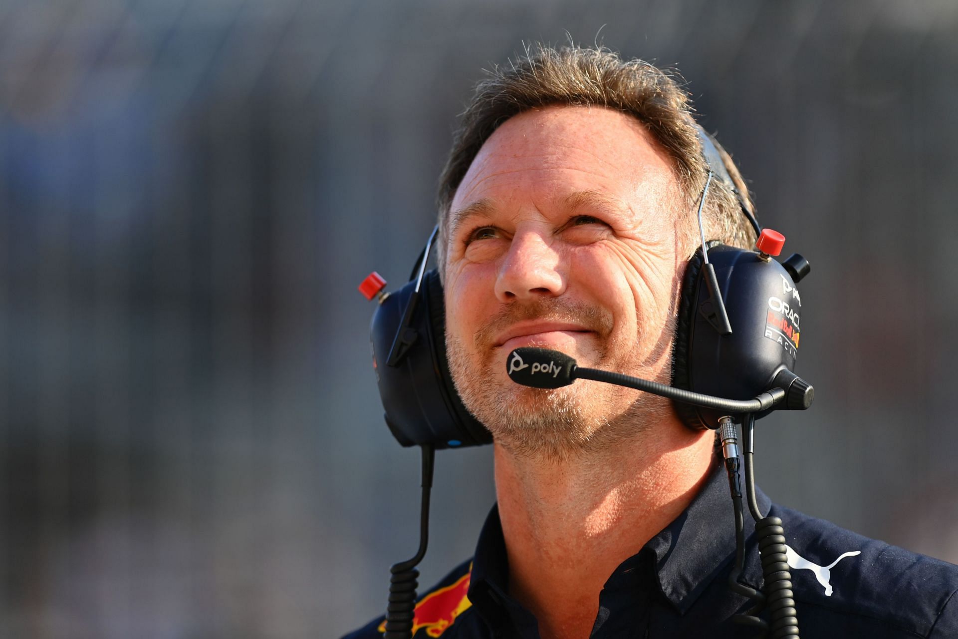 Red Bull team principal Christian Horner looks on from the paddock during the 2022 F1 Hungarian GP (Photo by Dan Mullan/Getty Images)