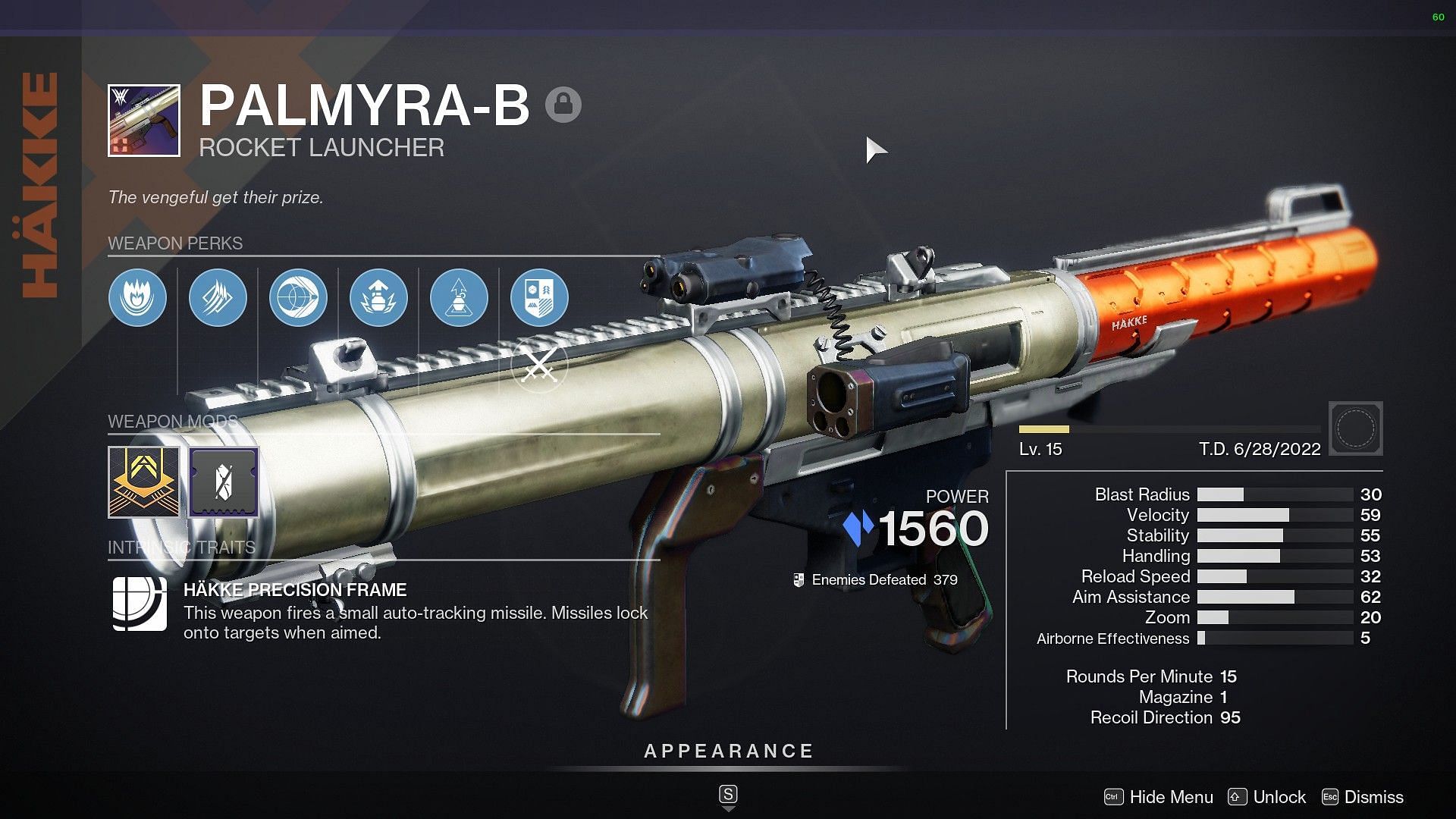 Palmyra-B Rocket Launcher (Image via Destiny 2)