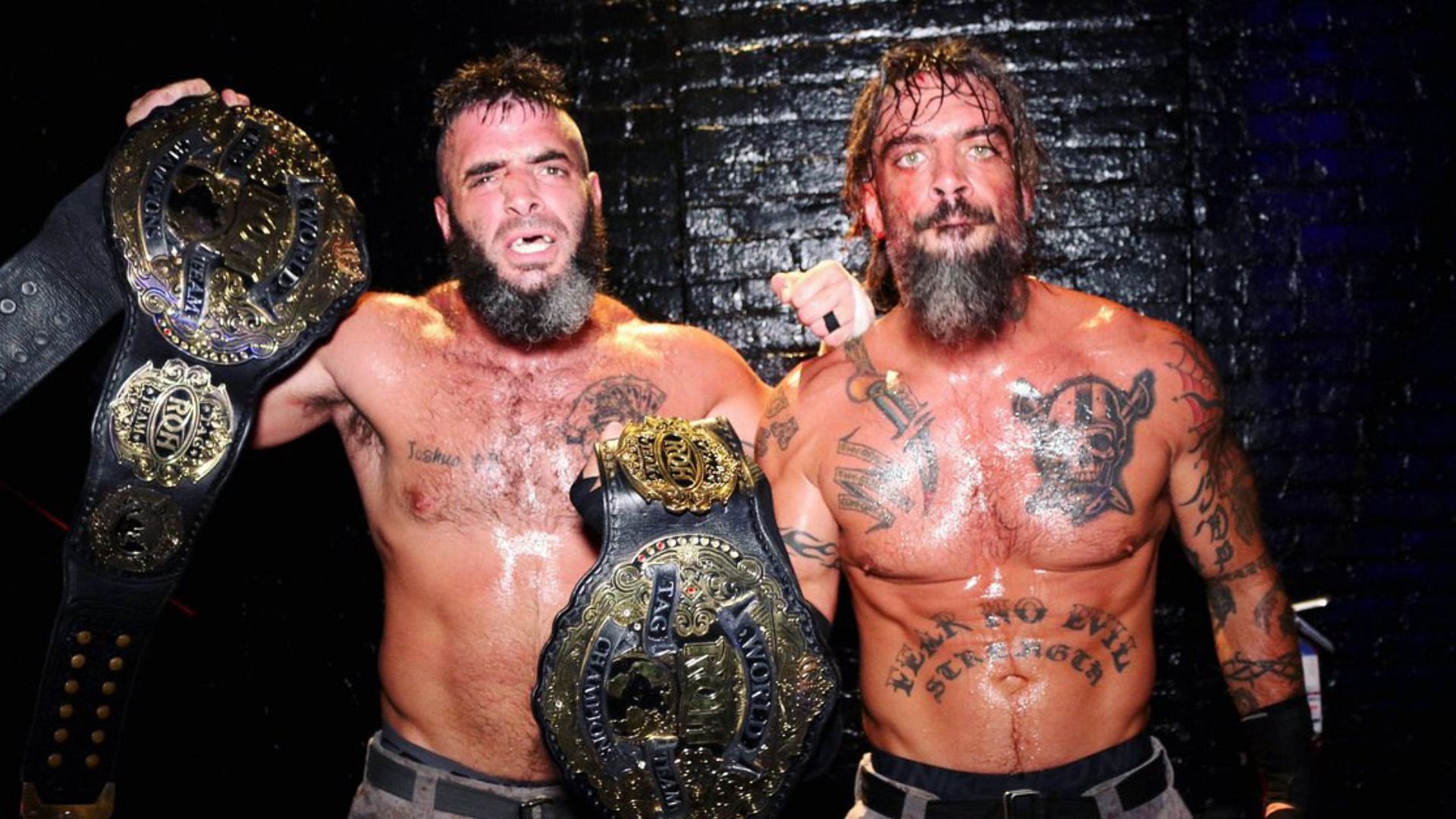 The Briscoes with the ROH Tag Team Championships