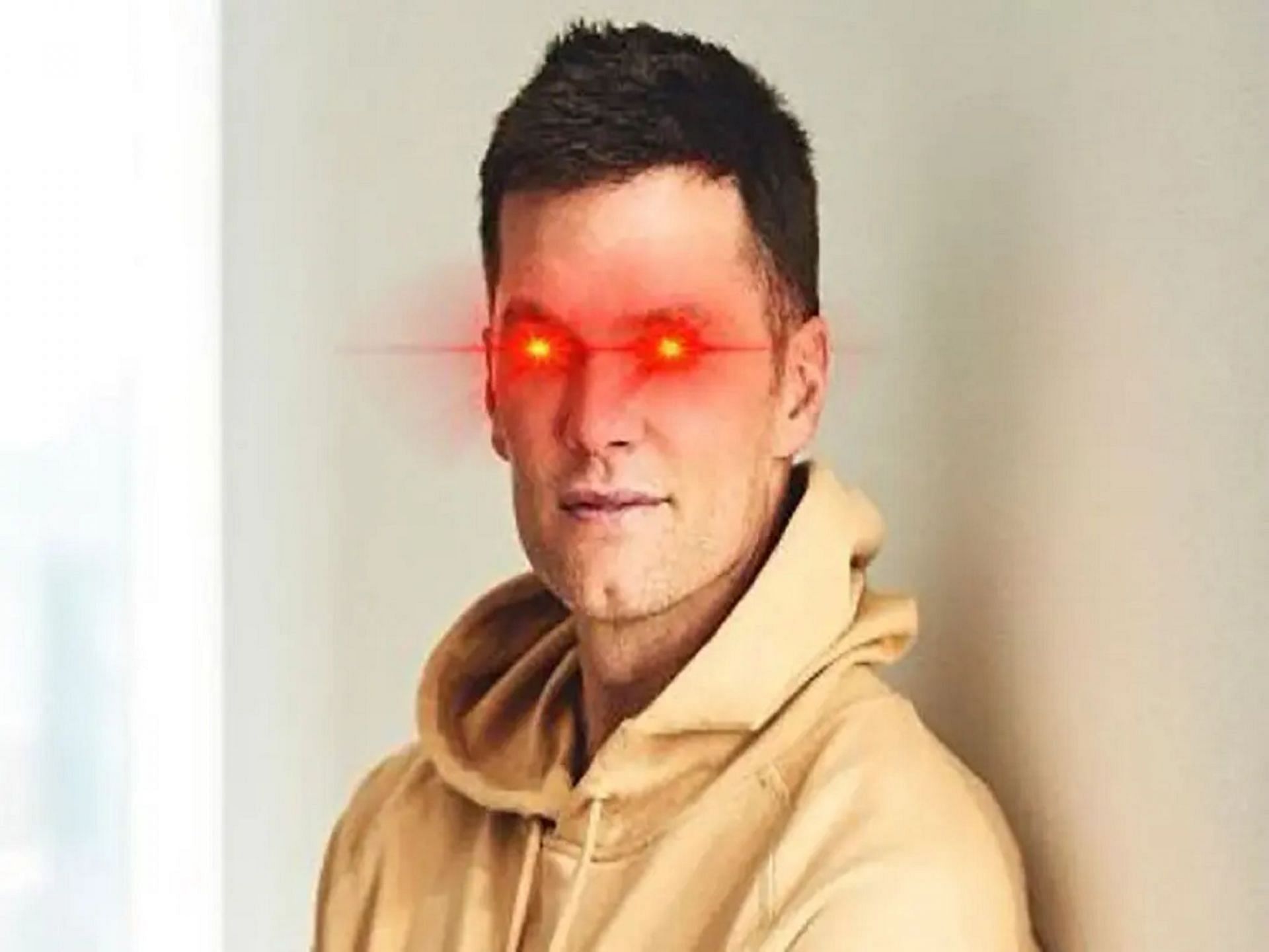 Tom Brady with red laser eyes - Courtesy of Twitter