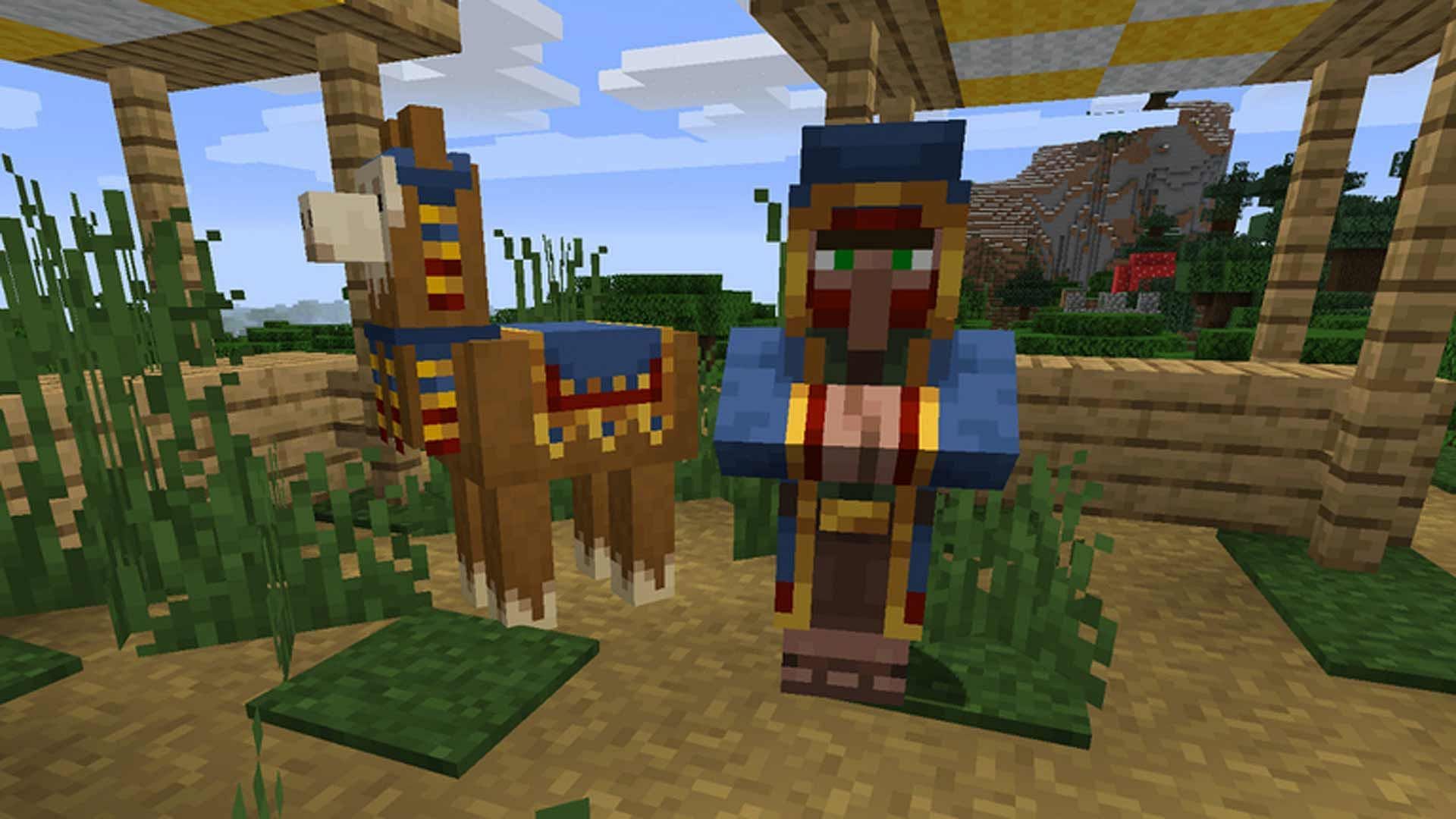 The Wandering Trader and their pet llama (Image via Mojang)