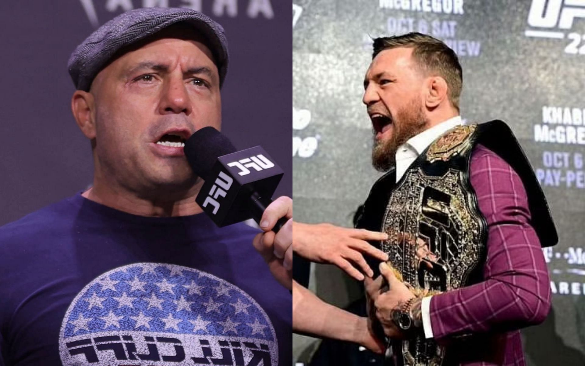 Joe Rogan (left) and Conor McGregor (right)