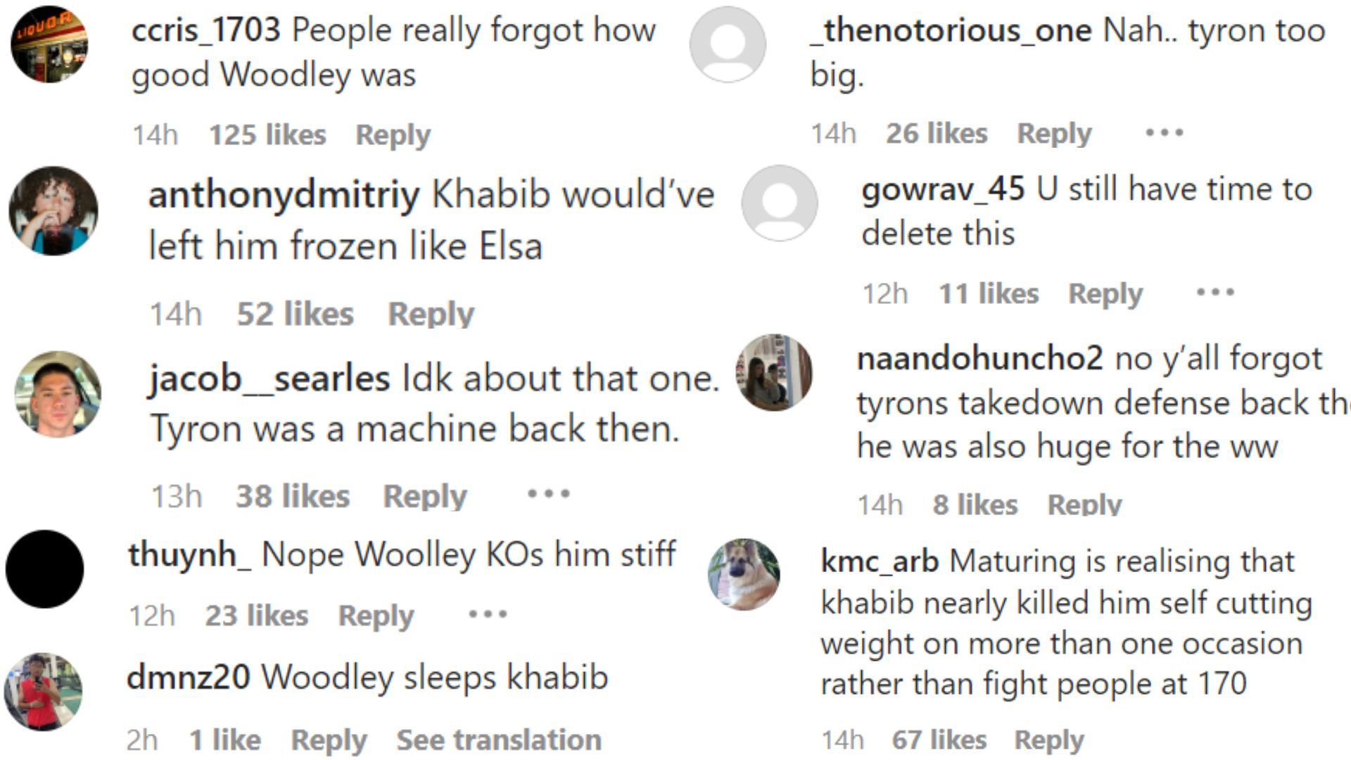 Fans react to hypothetical Khabib Nurmagomedov vs. Tyron Woodley matchup