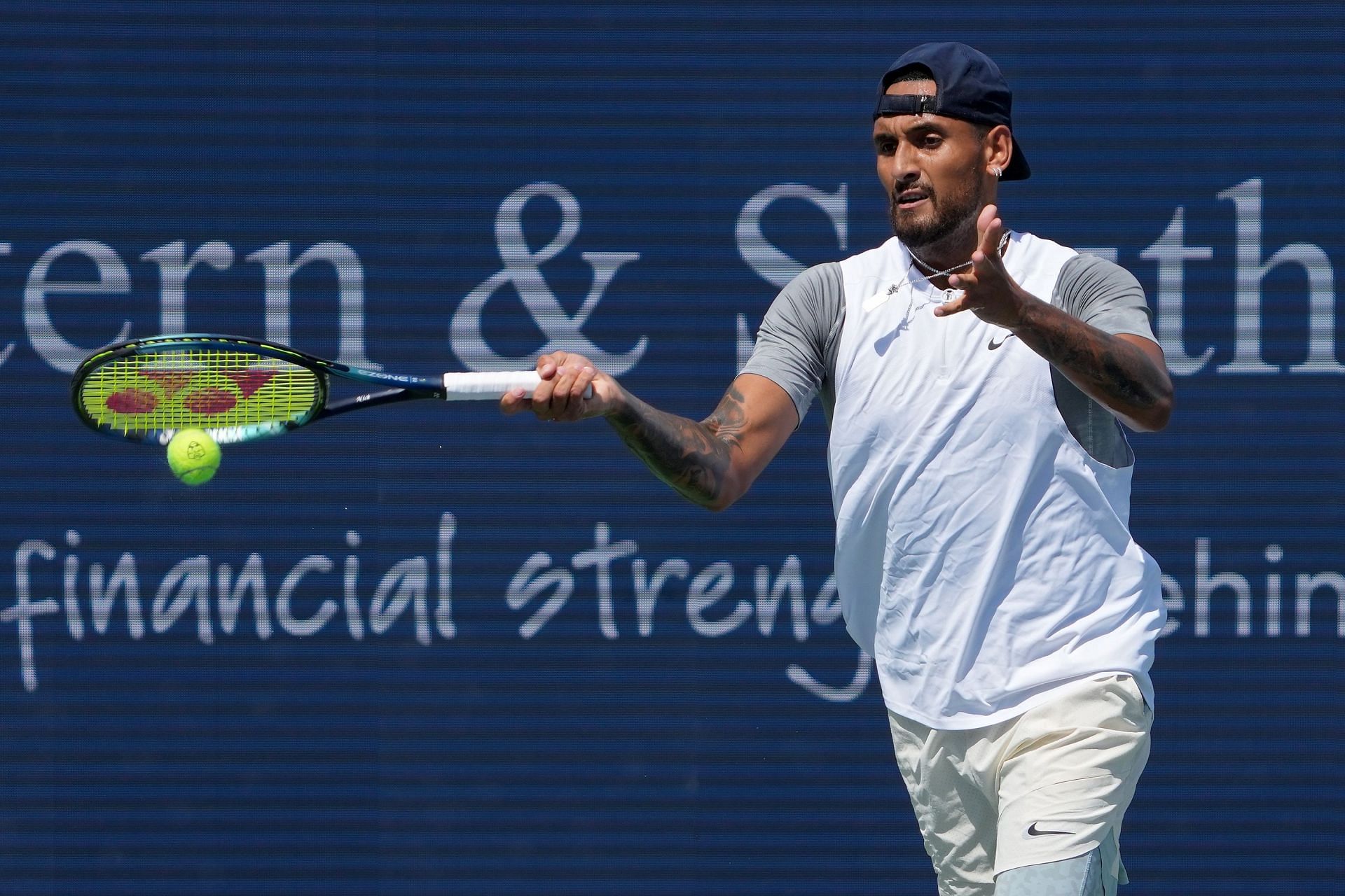 Nick Kyrgios during his first-round match