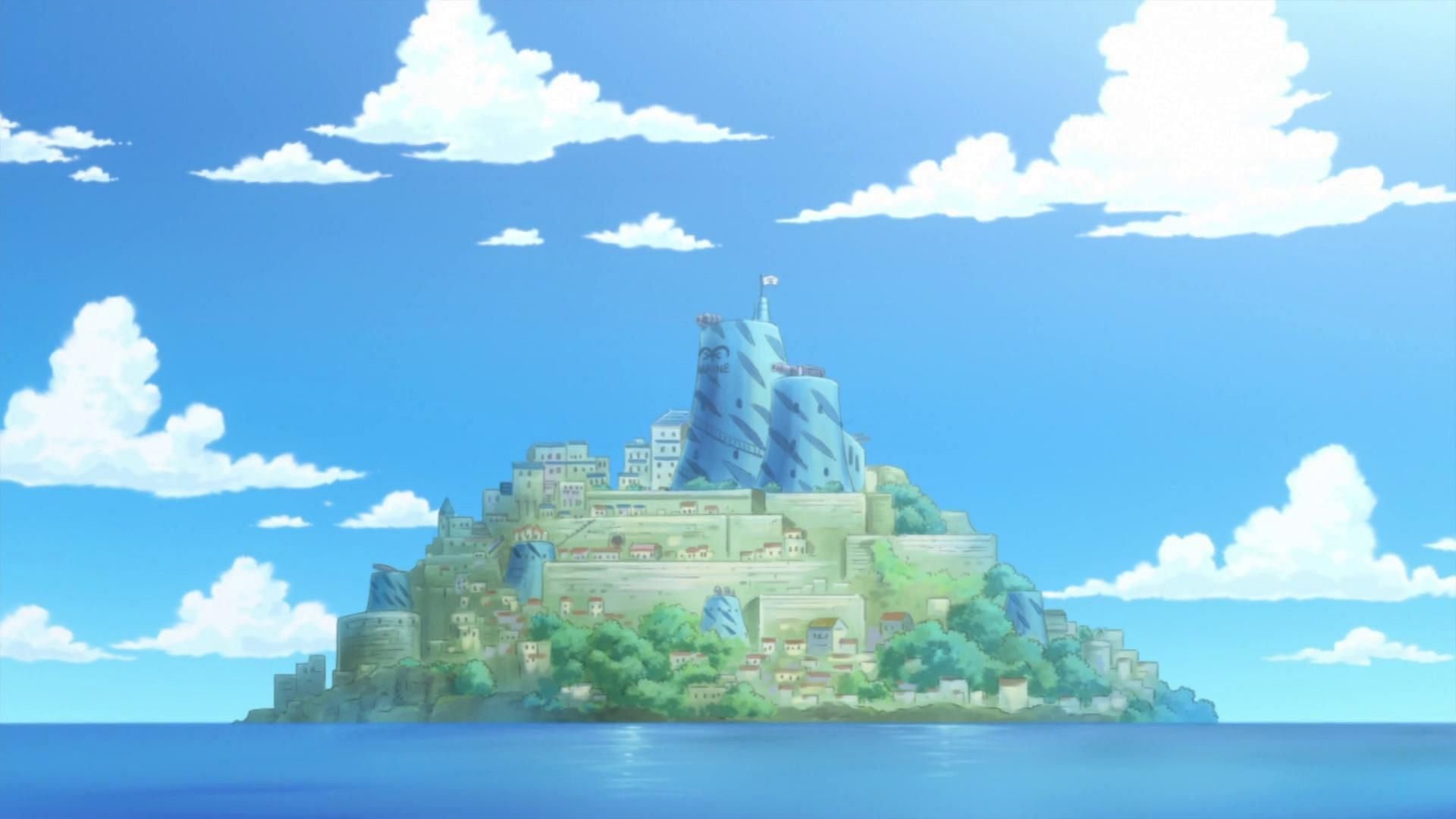 Shells Town as seen in the anime (Image via Toei Animation)