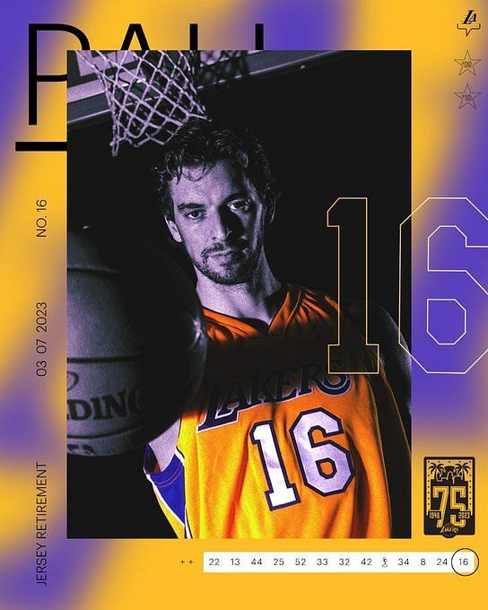 Pau Gasol will forever live by Kobe Bryant's side as the Lakers retire his  #16 jersey