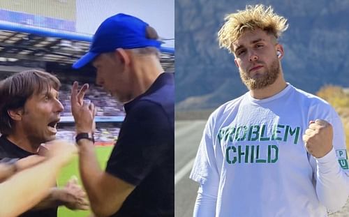 Antonio Conte (left) and Thomas Tuchel (right), Jake Paul (right) - Images via @442oons and @jakepaul on Instagram