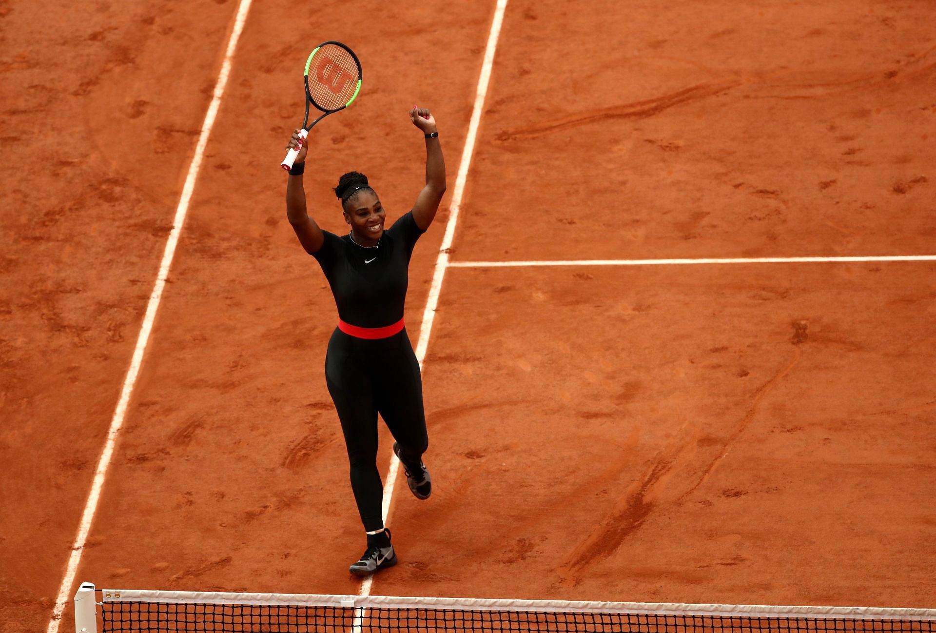 Serena Williams sporting her catsuit at the 2018 French Open
