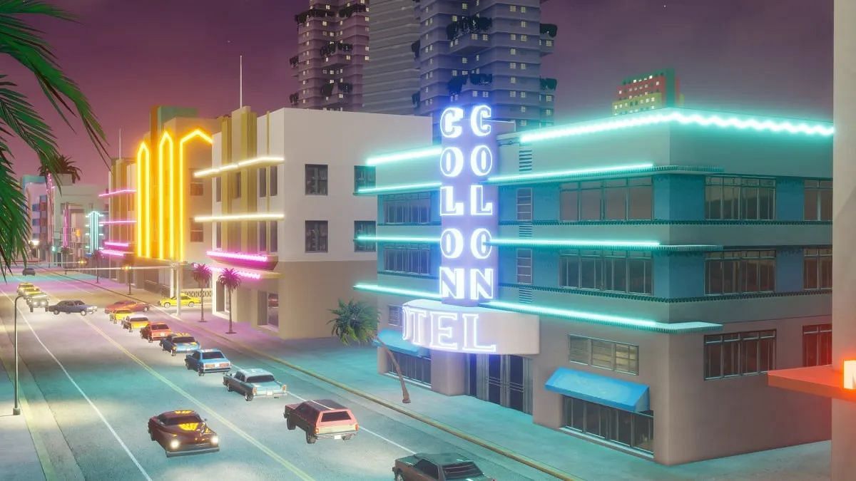 Bright neon nights in Vice City (Image via Rockstar Games)