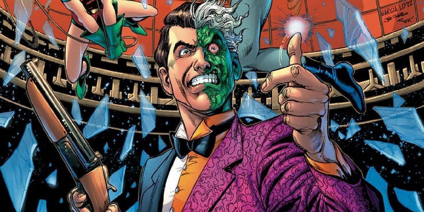 Two-face as he appears in the comics (Image via DC Comics)