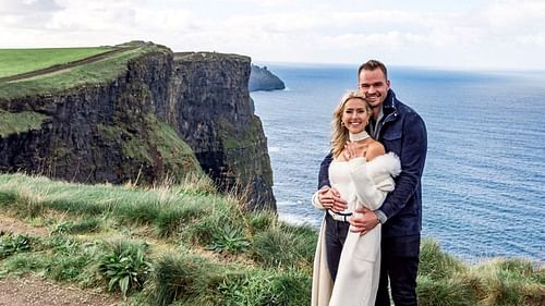 Sara Perlman with her husband, Trey Mancini.