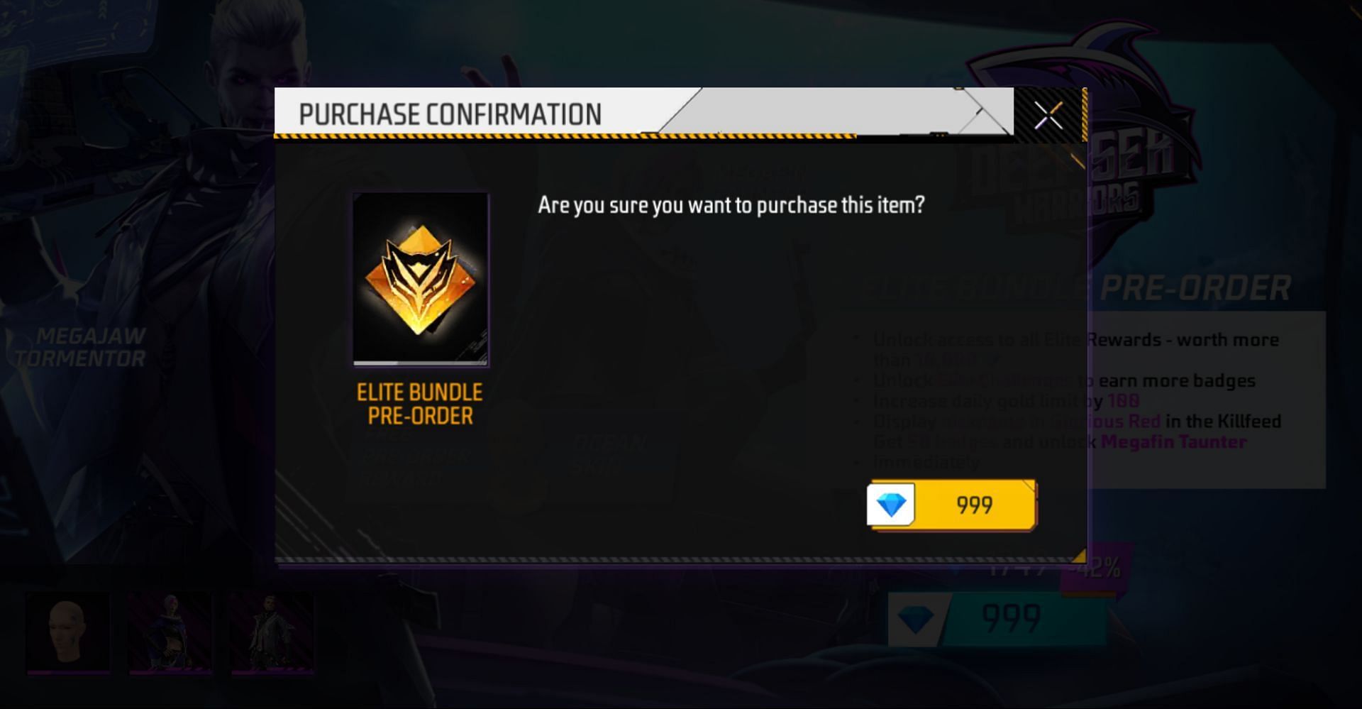 Confirm the purchase to complete the pre-order process (Image via Garena)