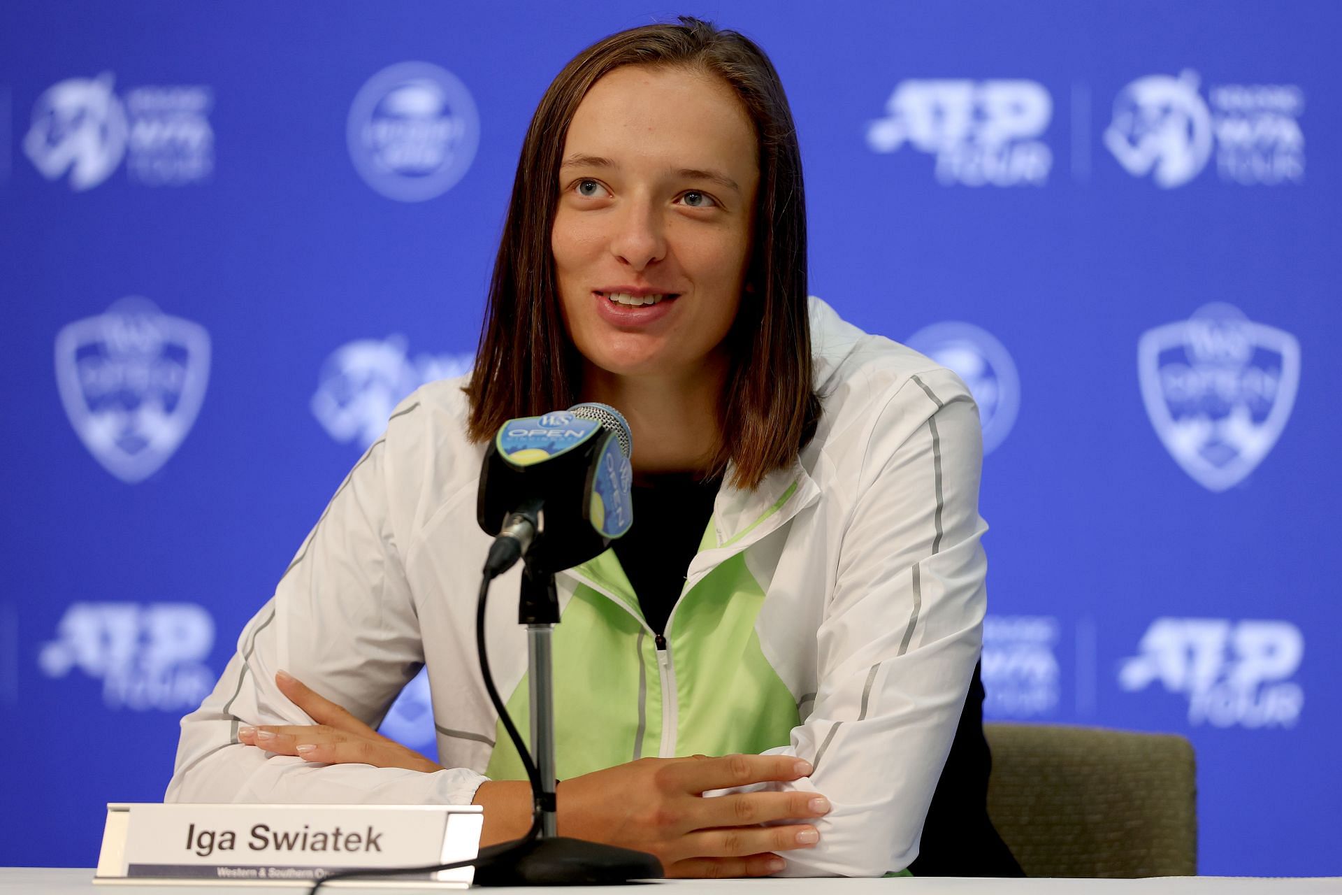 Swiatek speaks to the press ahead of the Western & Southern Open