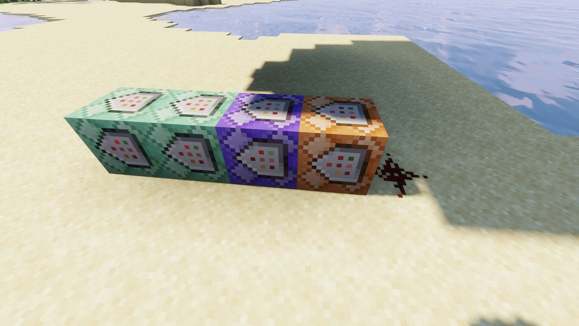 The correct placement of the command blocks and redstone dust (Image via Minecraft)