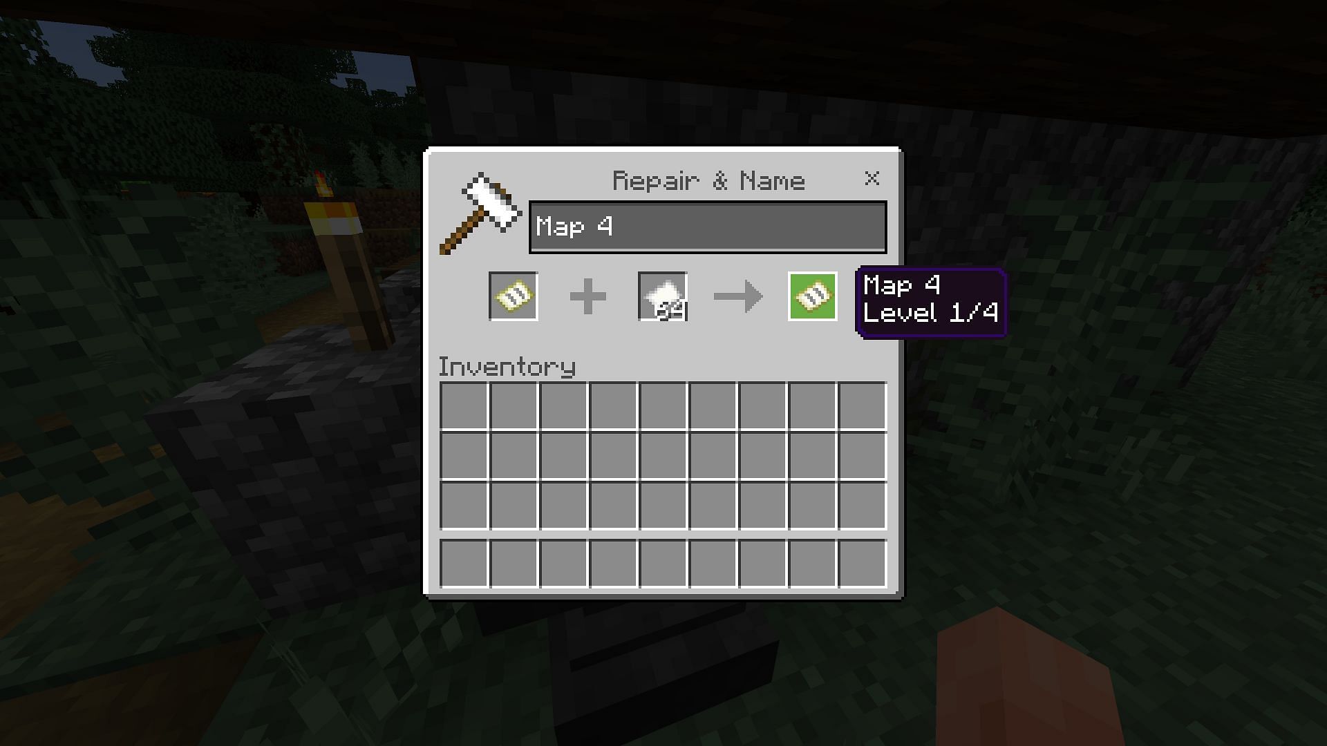 Maps in Minecraft 1.19 update Bedrock Edition can also be edited on anvils (Image via Mojang)