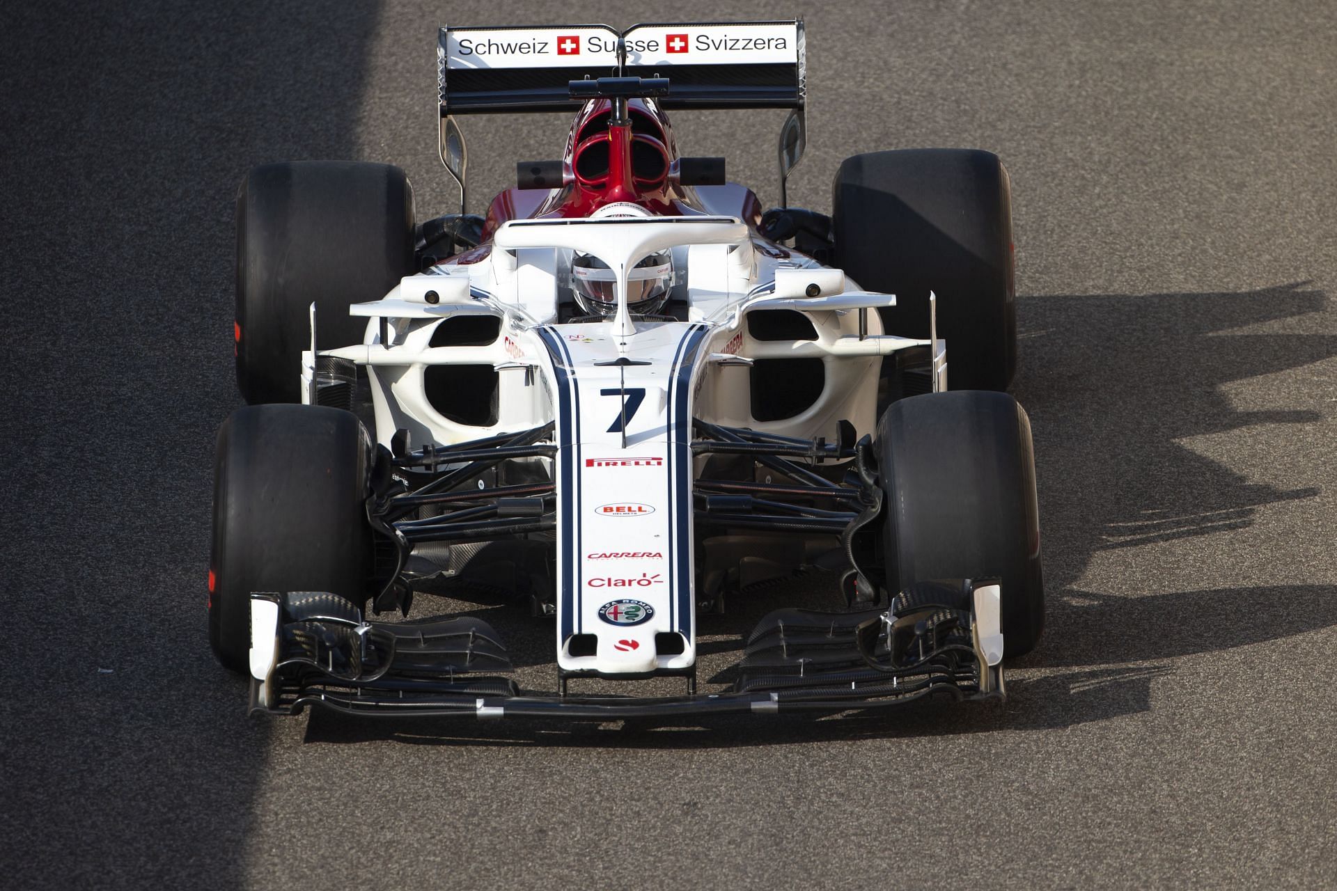 Kimi Raikkonen driving for Alfa Romeo during F1 End of Season Testing in Abu Dhabi - Day One