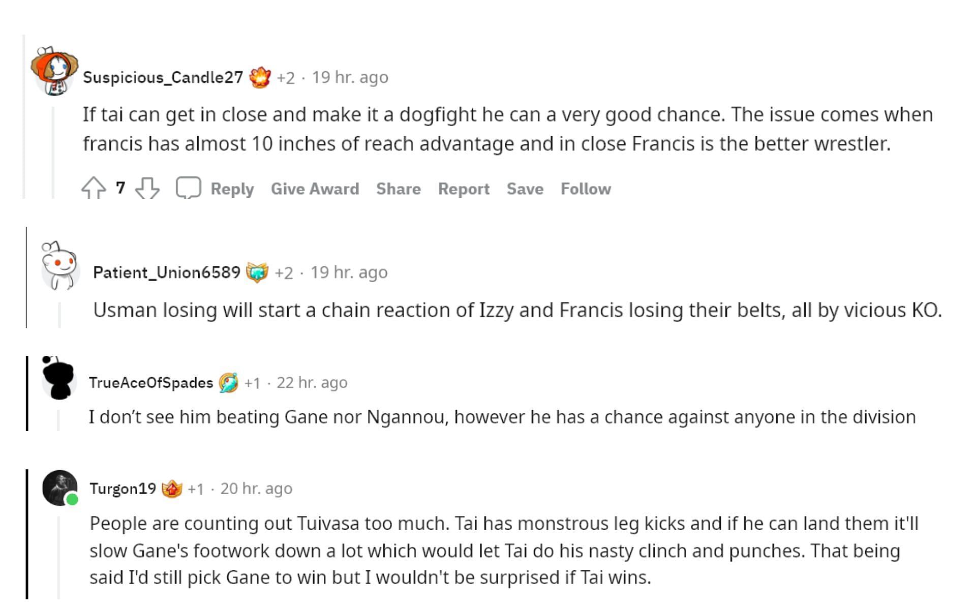 Fans had their say on a potential fight between Tai Tuivasa and champion Francis Ngannou