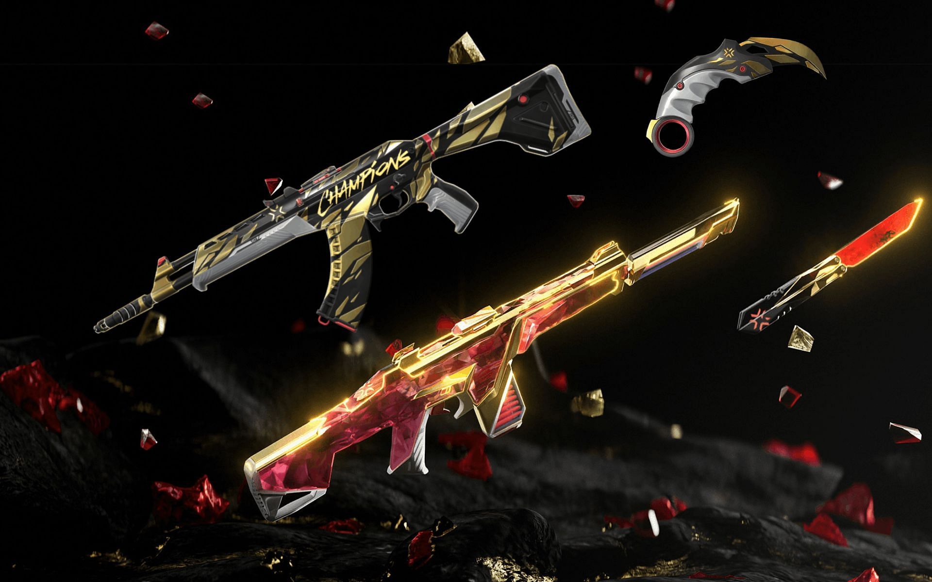 Valorant will receive a new limited time exclusive weapon collection at the beginning of the new Act, representing Champions 2022 (Image via Sportskeeda)