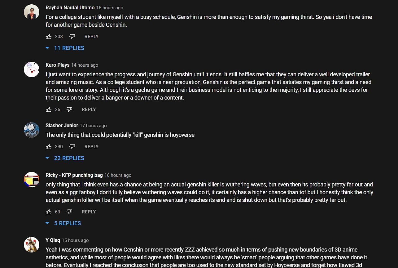 Comments praising both games (Image via Enviosity Clips/YouTube)