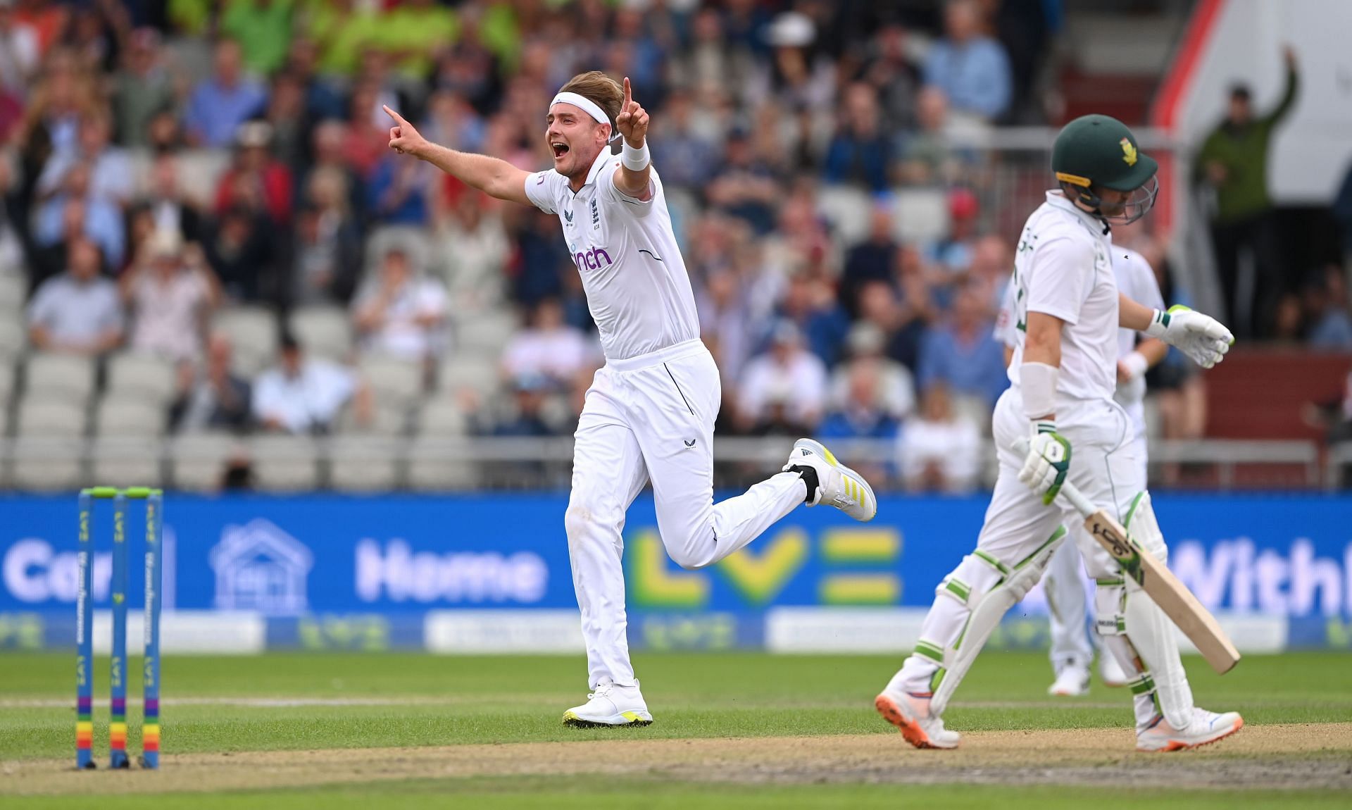 Stuart Broad after dismissing Dean Elgar. (Credits: Getty)