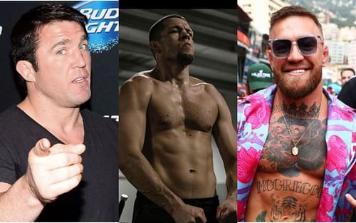 (L-R) Chael Sonnen, Nate Diaz, and Conor McGregor [Image credits: Center image via Instagram @natediaz209, rest via Getty]