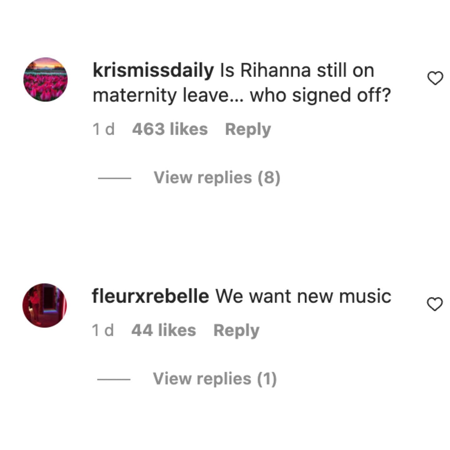 RiRi fans question the singer on plans for new music. (Image via Instagram)