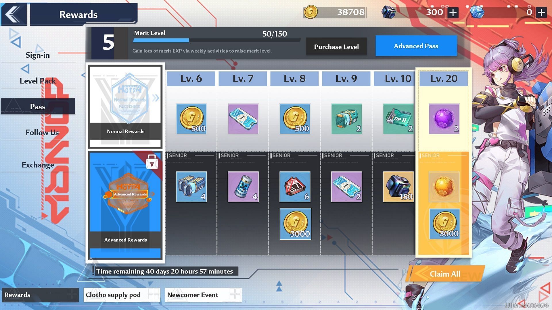 A screenshot of Tower of Fantasy&#039;s Battle Pass (Image via Perfect World)
