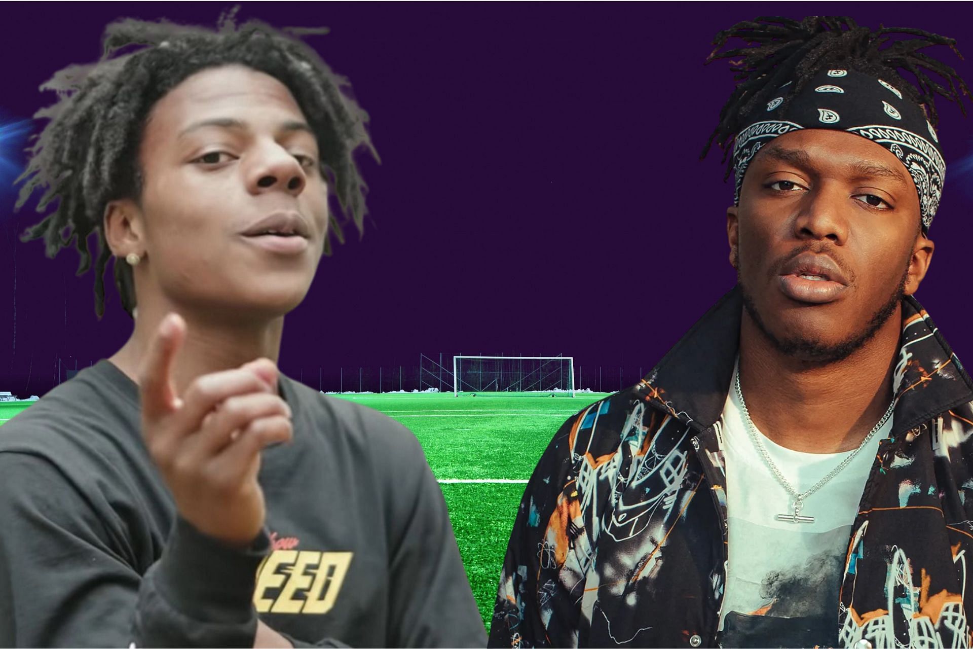 IShowSpeed challenges KSI to show his footballing skills on stream (Image via Sportskeeda)