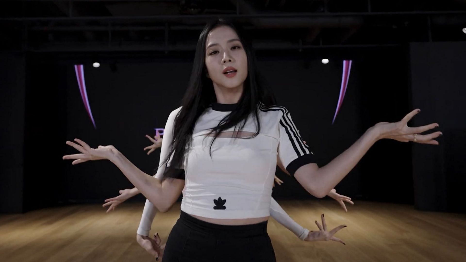 BLACKPINK Jisoo in a still from Pink Venom dance practice video (Image via YG Entertainment)