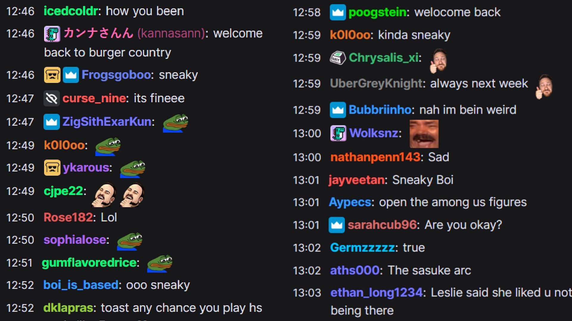 Chat reactions (Image via Disguised Toast/Twitch)