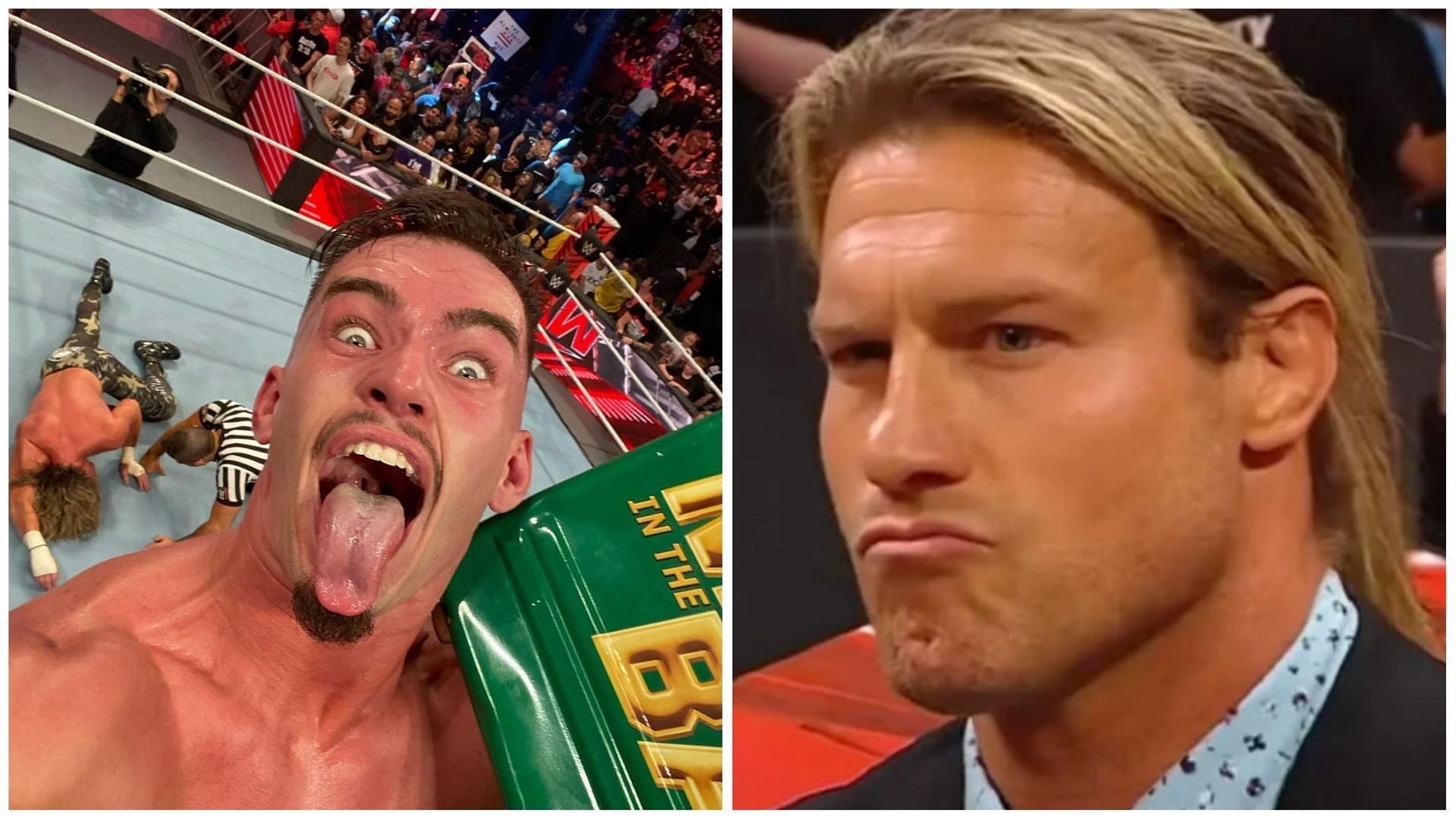 WWE&#039;s Theory takes a selfie (L); Dolph Ziggler (R)