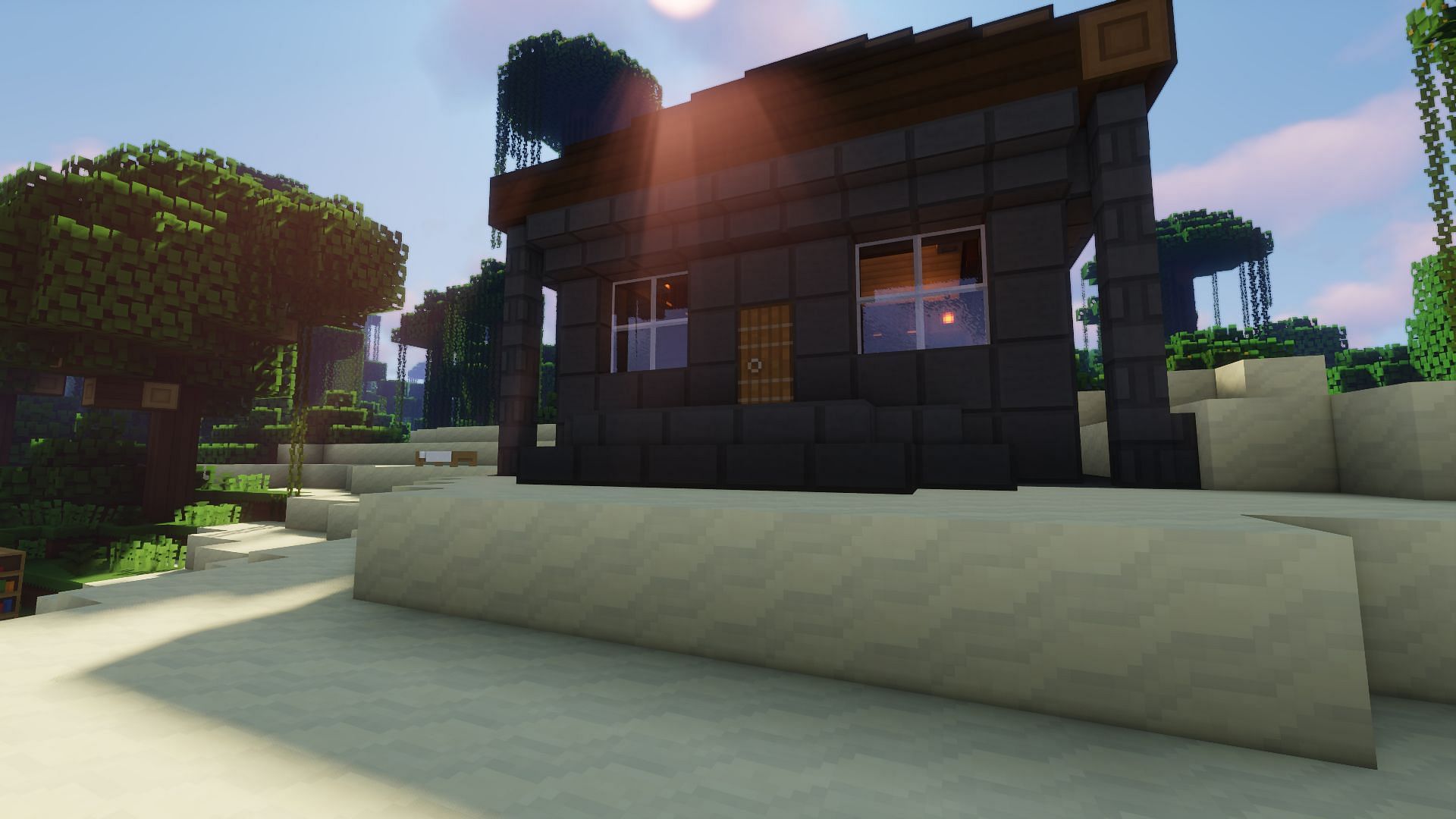 The base with the Paper Cut Out texture pack applied (Image via Mojang)