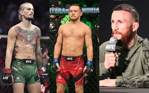 Sean O'Malley, Petr Yan, Mera Dvalishvili (Image credits: MonsterEnergy.com, Jeff Bottari/Zuffa LLC, Cageside Press)