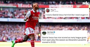 “Really doing the Lords work”, “best striker in the world now” – Arsenal fans overjoyed as Gabriel Jesus scores twice in first half during Premier League home debut
