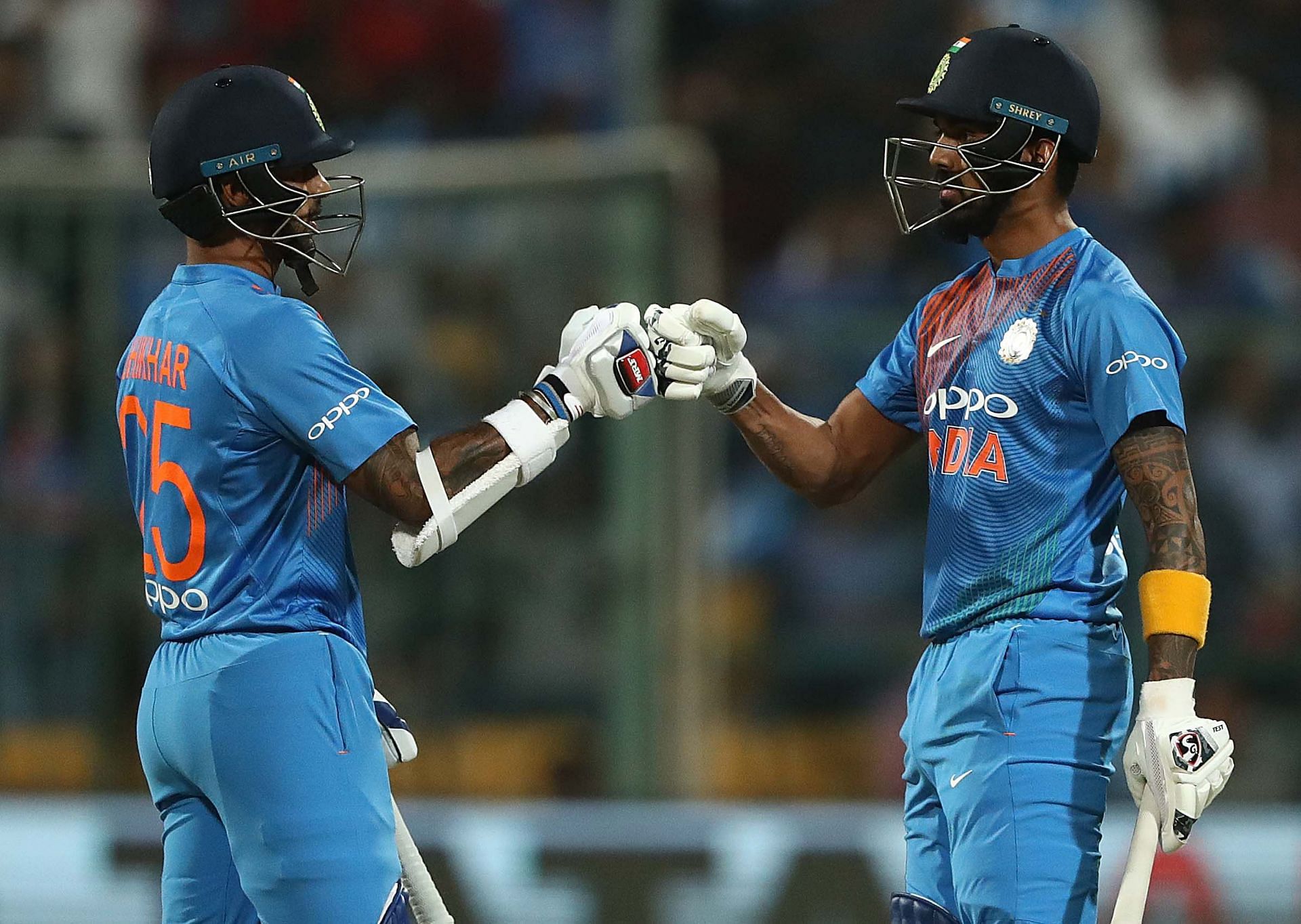 Shikhar Dhawan (left) and KL Rahul. Pic: Getty Images