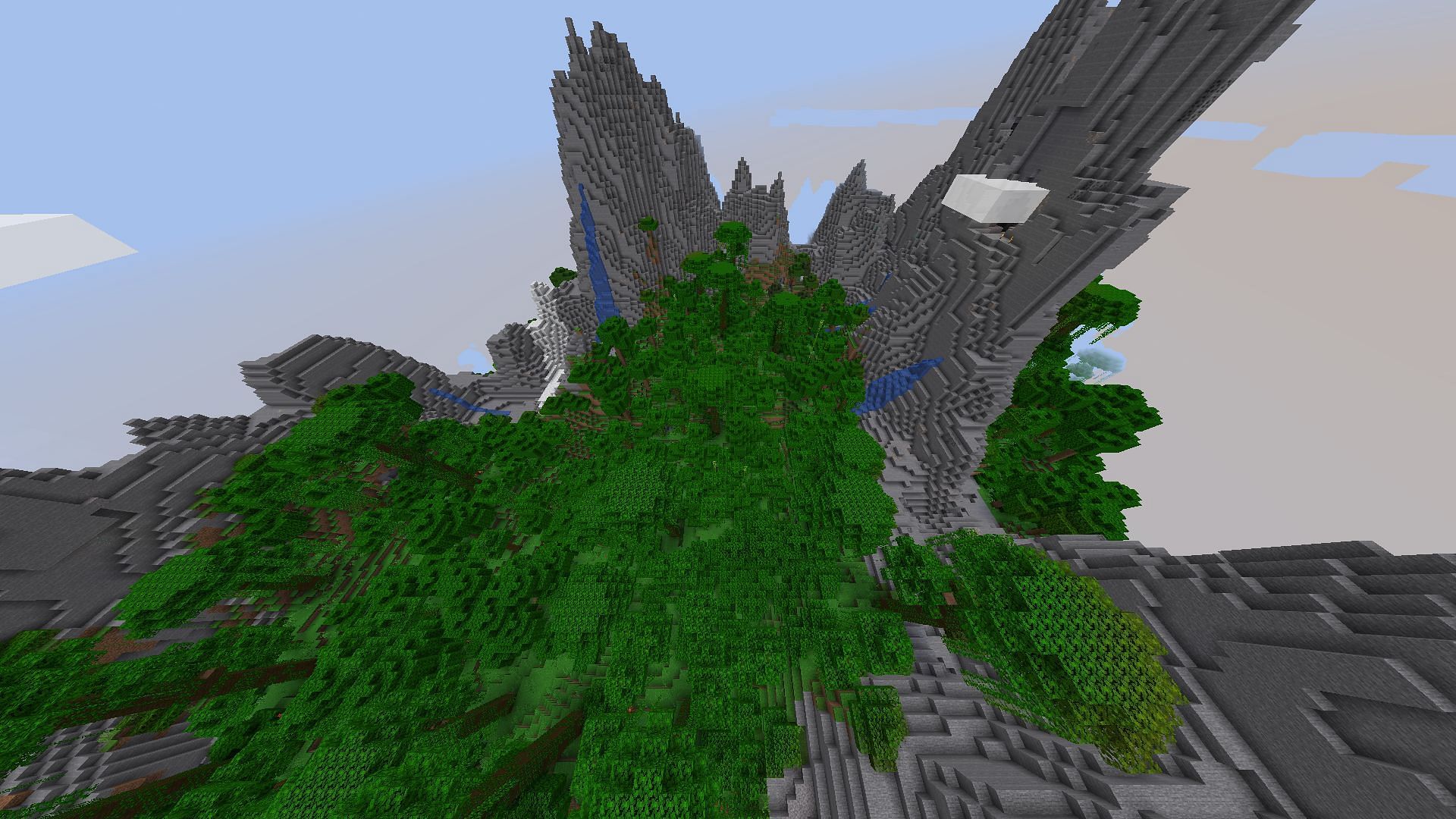 This jungle generates within a valley (Image via Mojang)