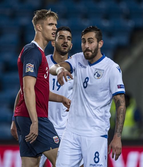 Kyriakou in action for Cyprus National team