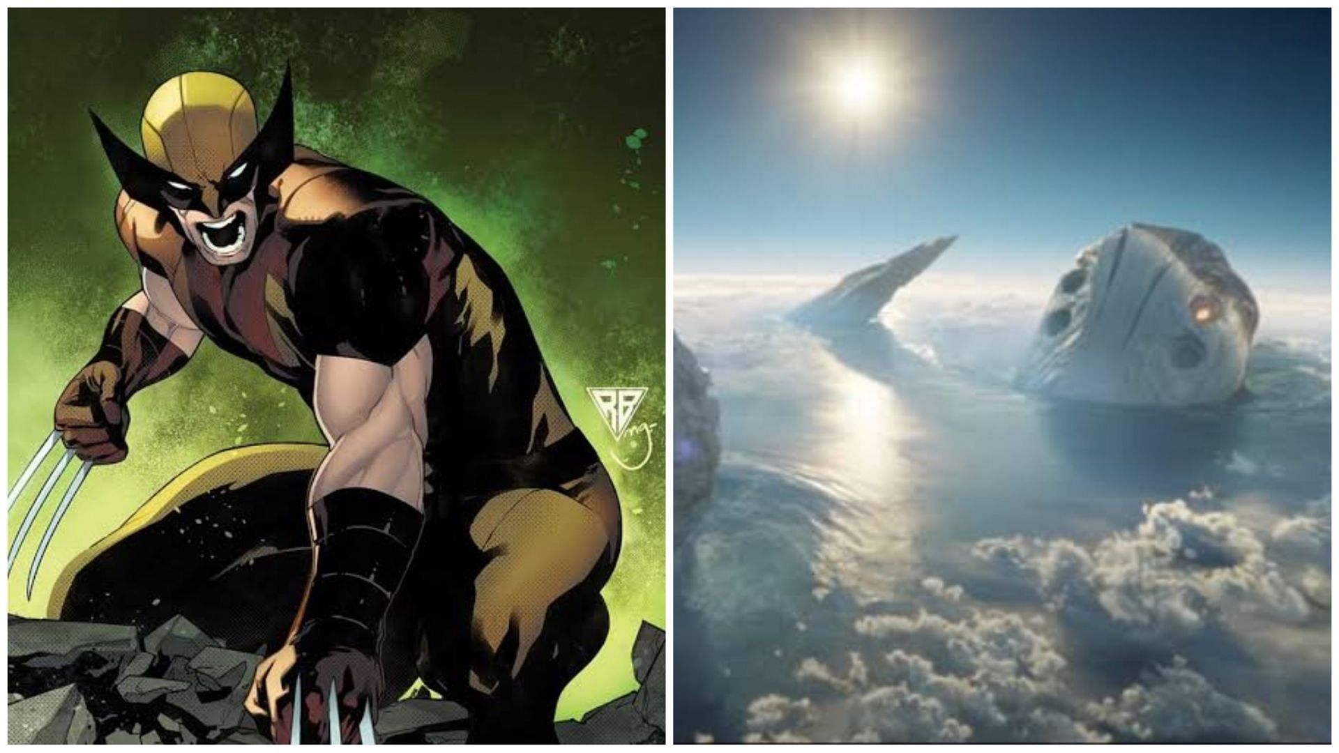 Wolverine and Tiamut from Eternals (Images via Marvel Comics and Marvel Studios)