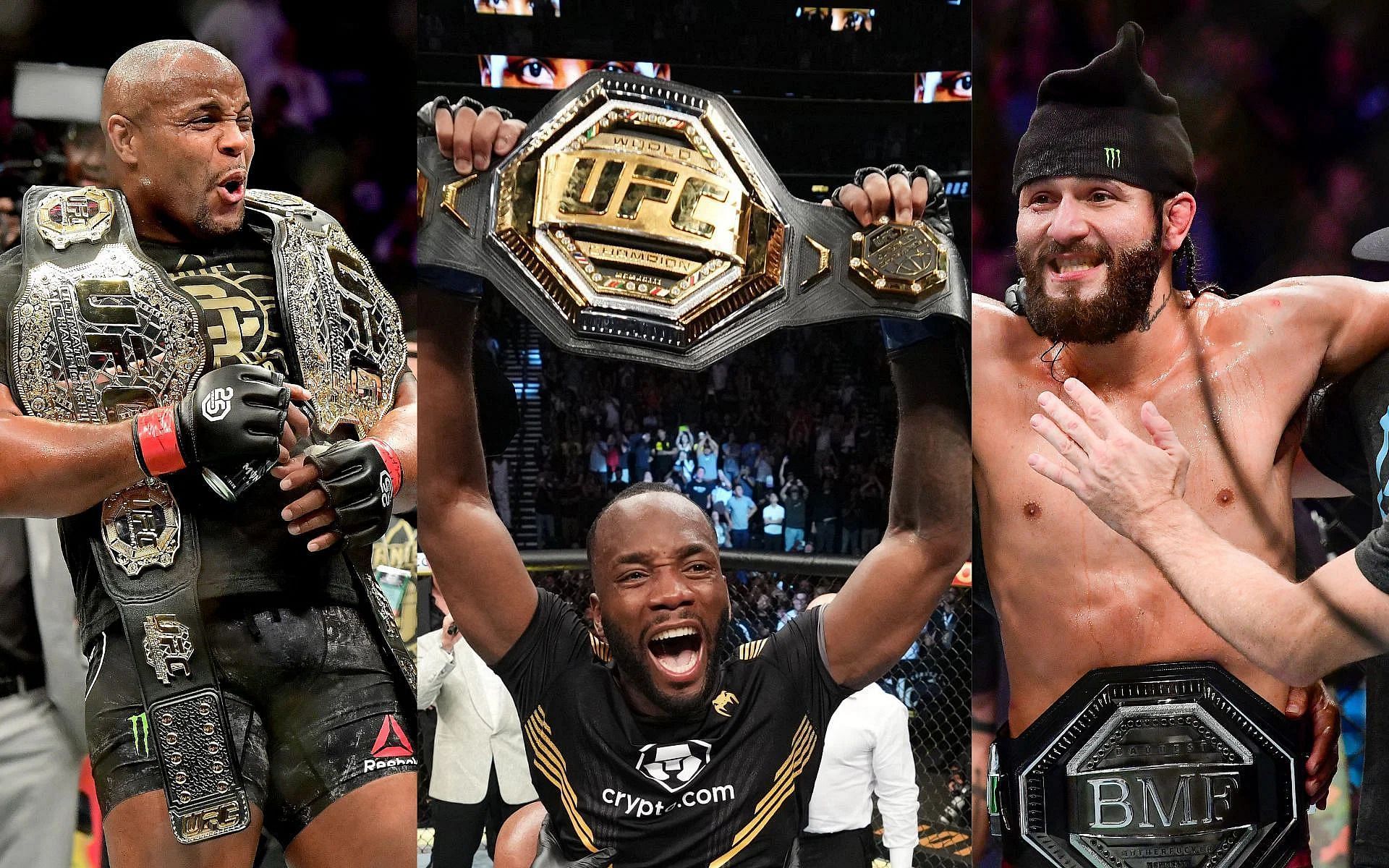 (Left to right) Daniel Cormier, Leon Edwards, and Jorge Masvidal