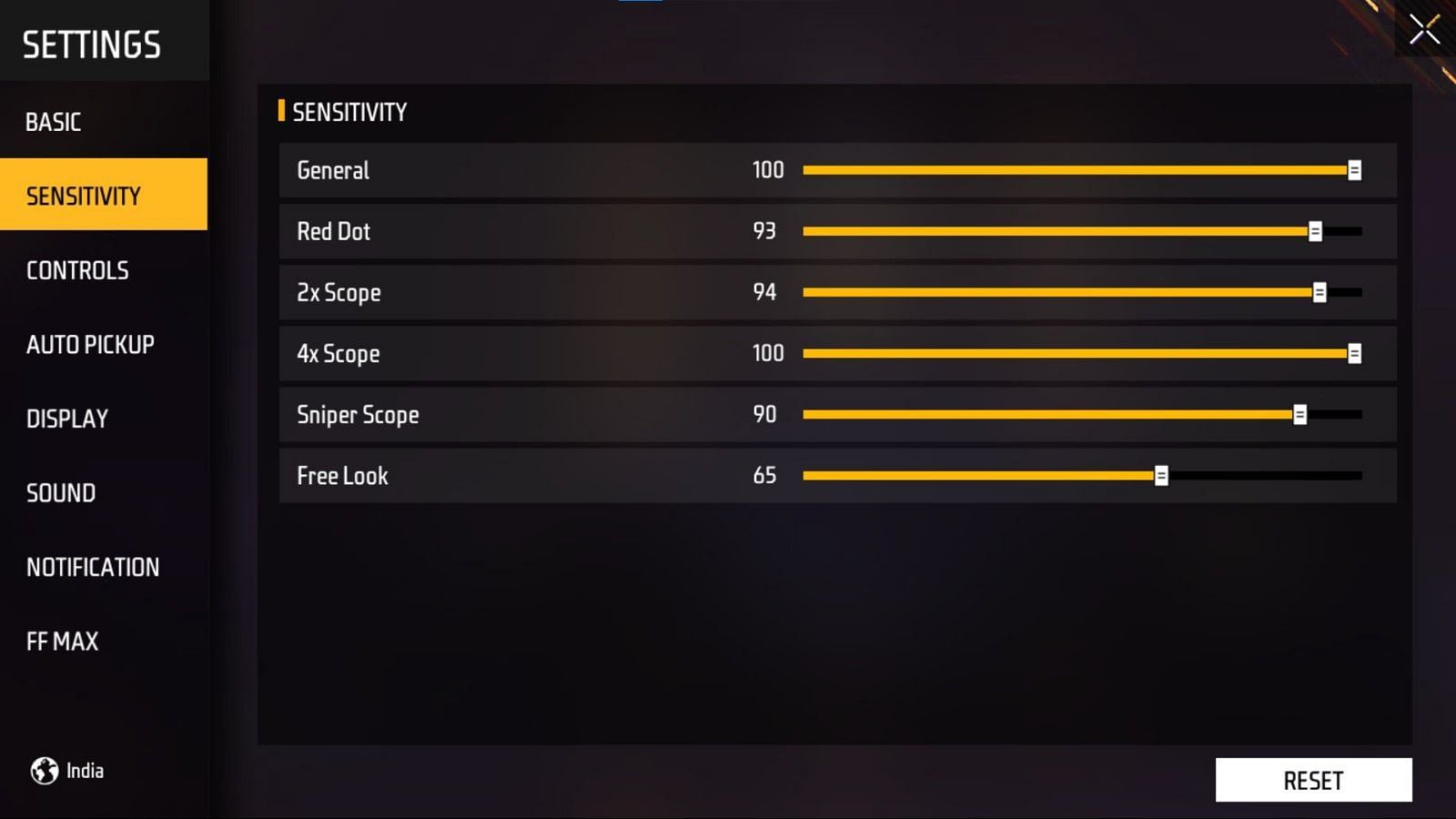 Users must keep all sensitivity sliders to high in low-performing devices (Image via Garena)