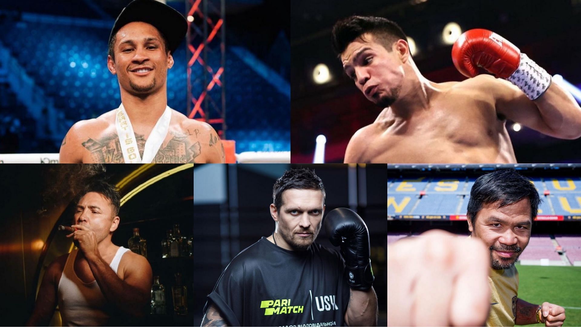 Regis Prograis (@regisprograis), Jose Zepeda (@hosechonzepeda), Oscar De La Hoya (@oscardelahoya), Oleksandr Usyk (@uskyaa), Manny Pacquiao (@mannypacquiao) [images courtesy of Instagram]