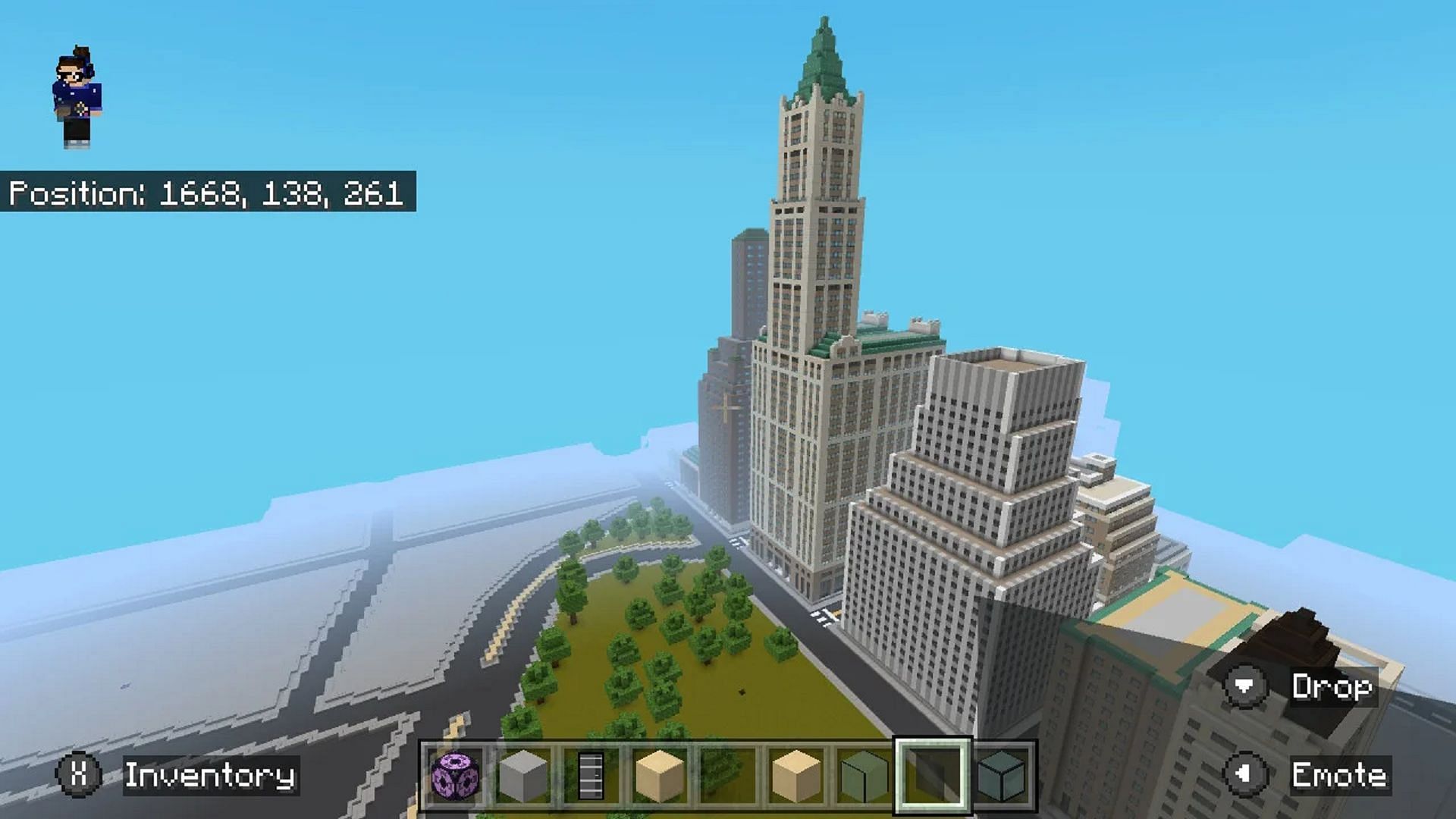 Manhattan recreated on the Switch version of Minecraft (Image via Minecraft)