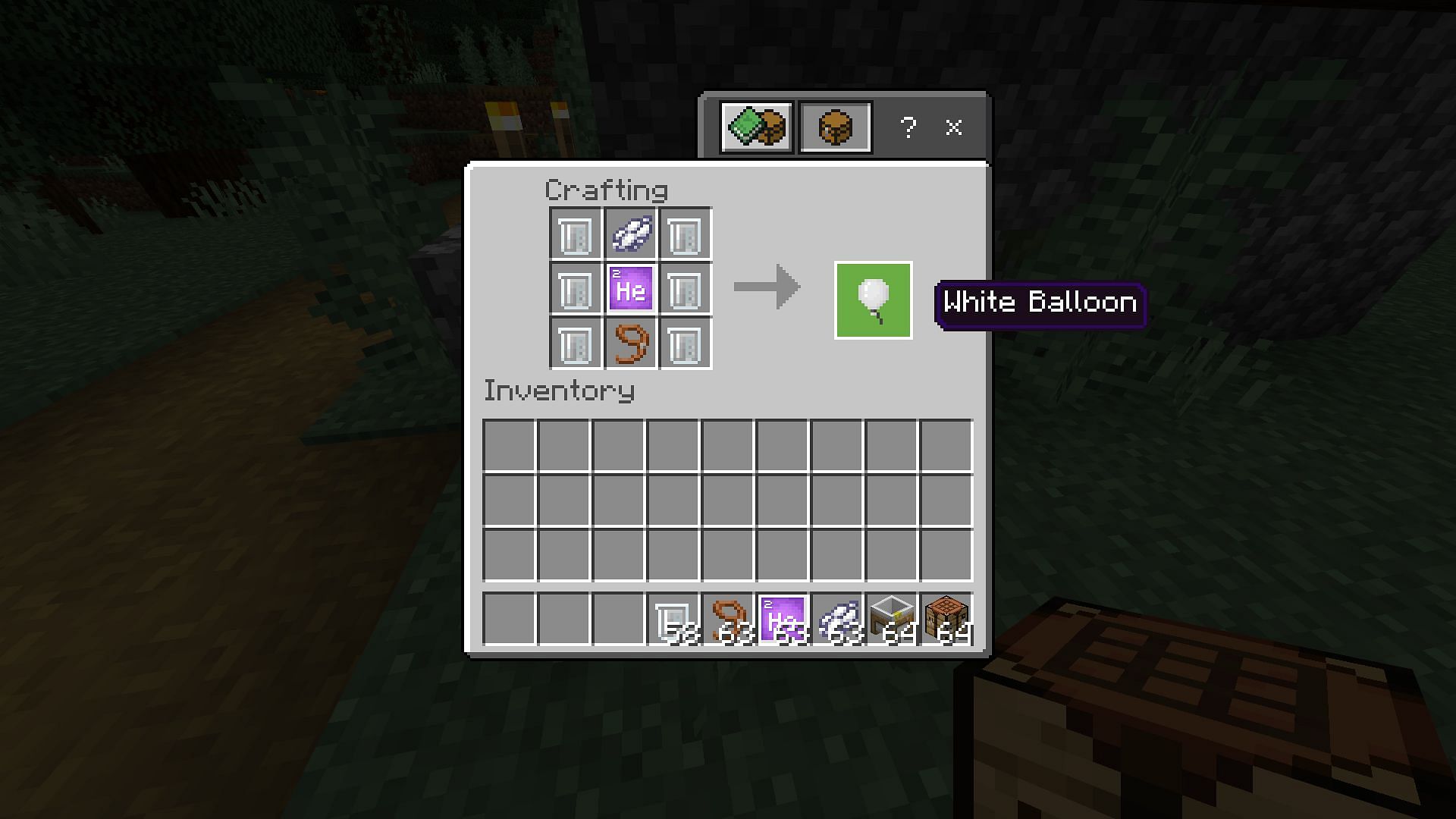 The crafting recipe for balloons in Minecraft (Image via Mojang)