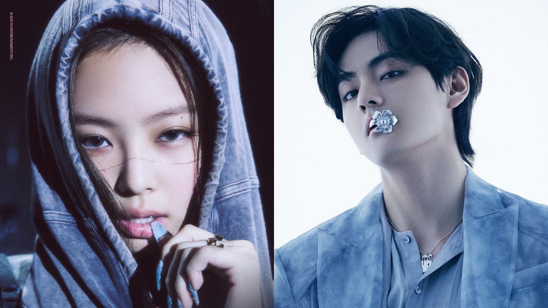 BTS&#039; V and BLACKPINK&#039;s Jennie are embroiled in dating rumors (Image via BIG HIT MUSIC and YG Entertainment)