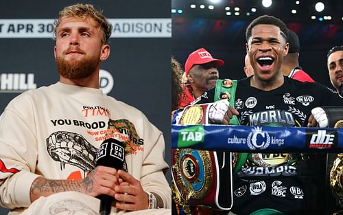 Jake Paul (left) and Devin Haney (right) [Images via Getty Images]