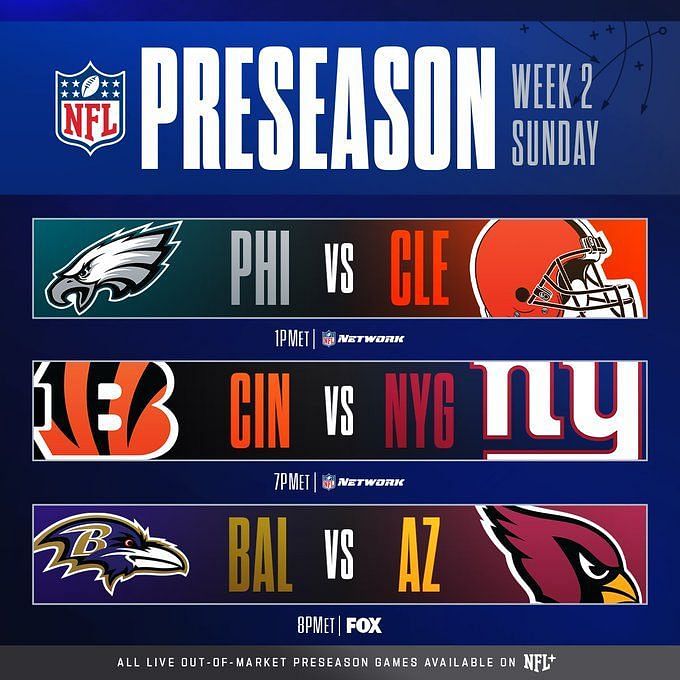 NFL preseason games on 21 August 2022
