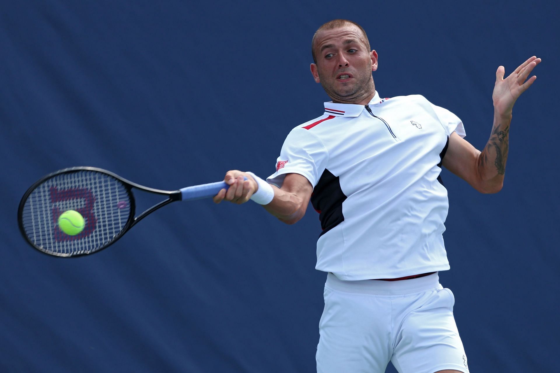 Dan Evans in action at the Citi Open - Day 6